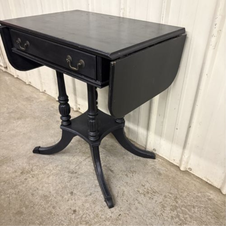Federal Style Ebonized Drop-Leaf Side Table
