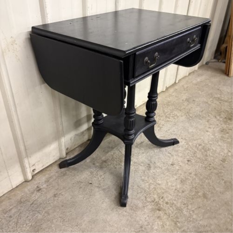 Federal Style Ebonized Drop-Leaf Side Table