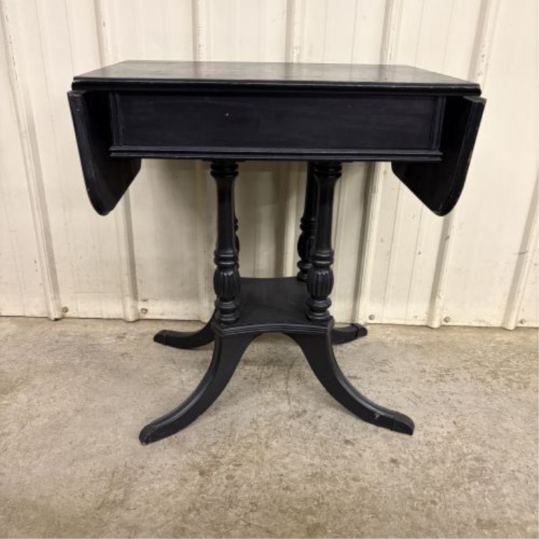 Federal Style Ebonized Drop-Leaf Side Table