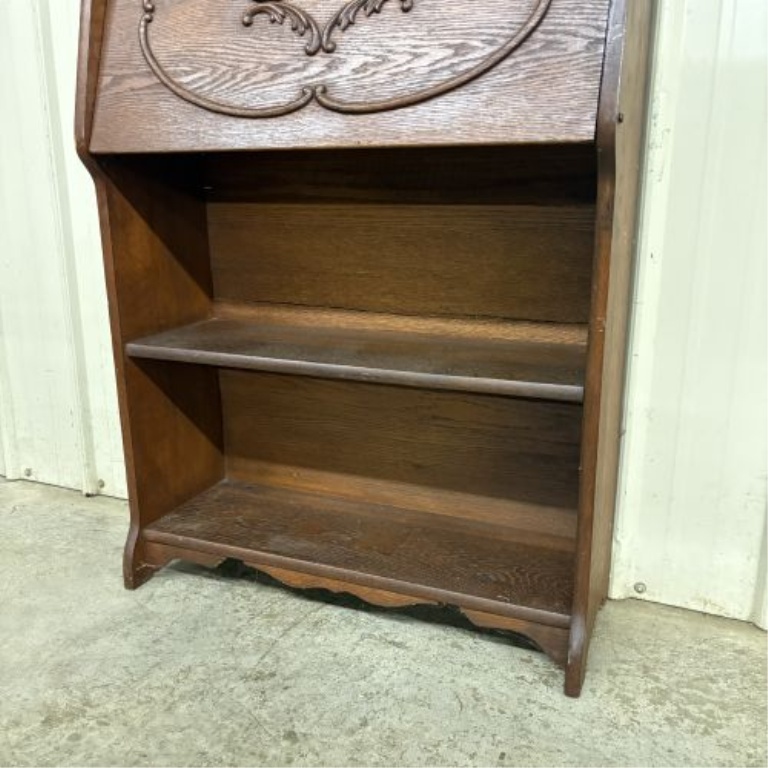 Antique Larkin-Style Oak Drop-Front Secretary Desk with Shelves