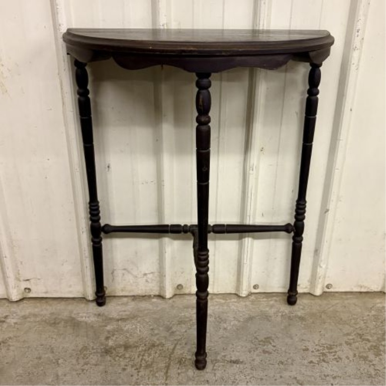 Colonial Revival Spindle-Turned Wood Demilune Console Table