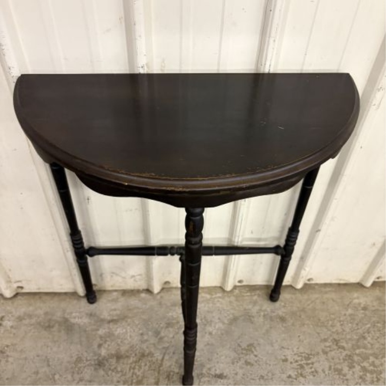 Colonial Revival Spindle-Turned Wood Demilune Console Table