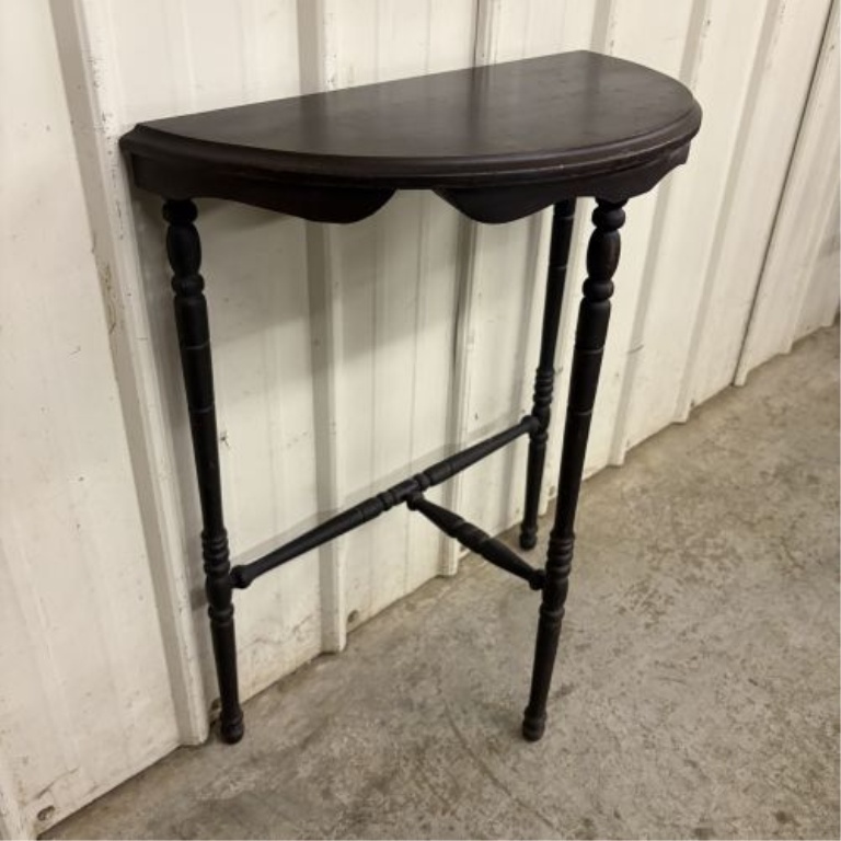 Colonial Revival Spindle-Turned Wood Demilune Console Table