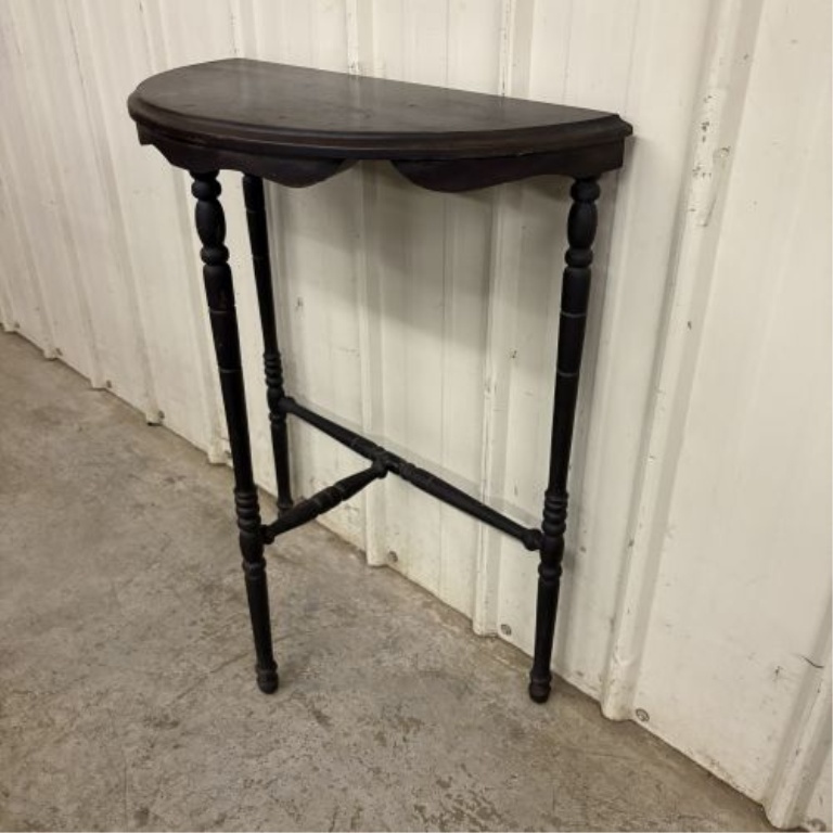 Colonial Revival Spindle-Turned Wood Demilune Console Table