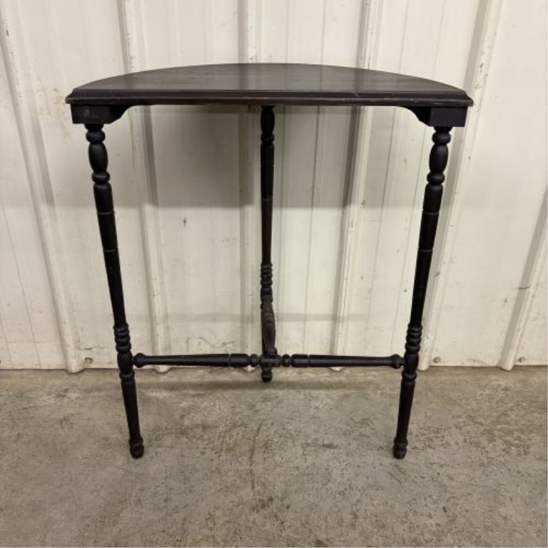 Colonial Revival Spindle-Turned Wood Demilune Console Table