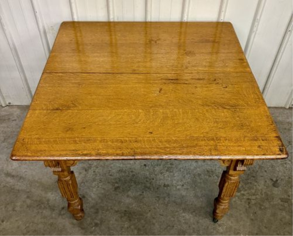 American Victorian Quarter Sawn Oak Extension Dining Table