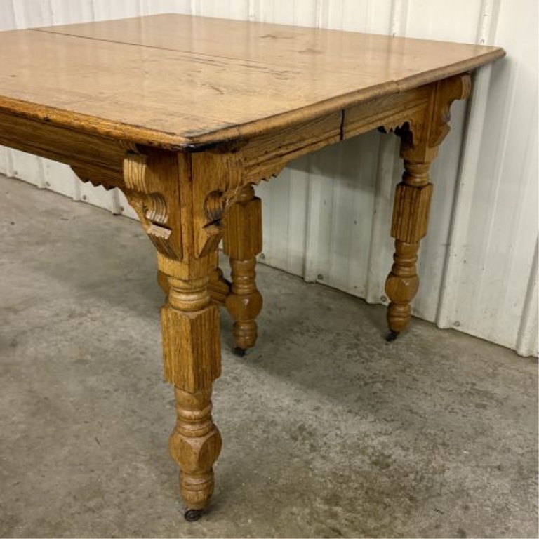 American Victorian Quarter Sawn Oak Extension Dining Table