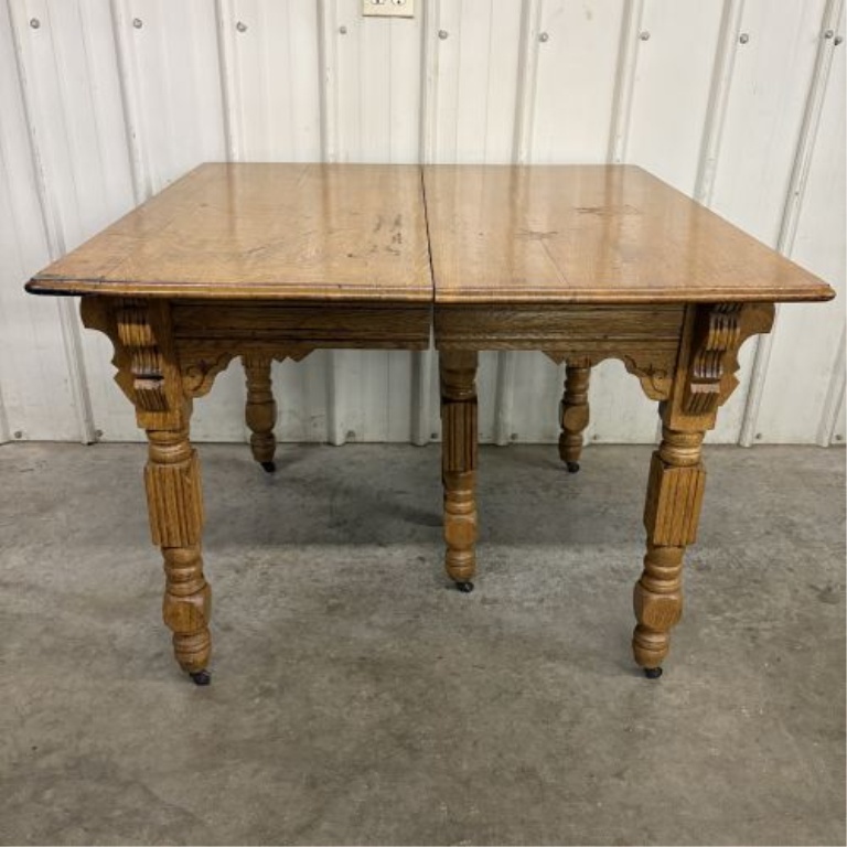 American Victorian Quarter Sawn Oak Extension Dining Table