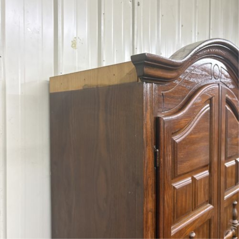 Mid-Century Spanish Revival Oak Two-Piece Armoire