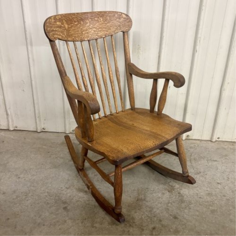 American Quartersawn Tiger Oak Windsor Style Rocking Chair