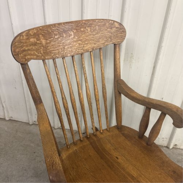American Quartersawn Tiger Oak Windsor Style Rocking Chair