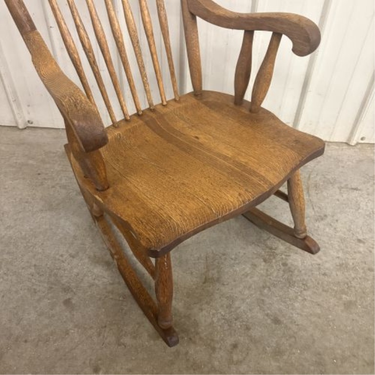 American Quartersawn Tiger Oak Windsor Style Rocking Chair