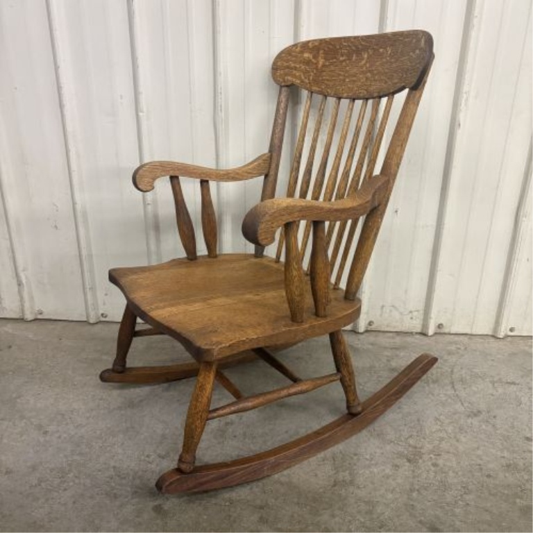 American Quartersawn Tiger Oak Windsor Style Rocking Chair