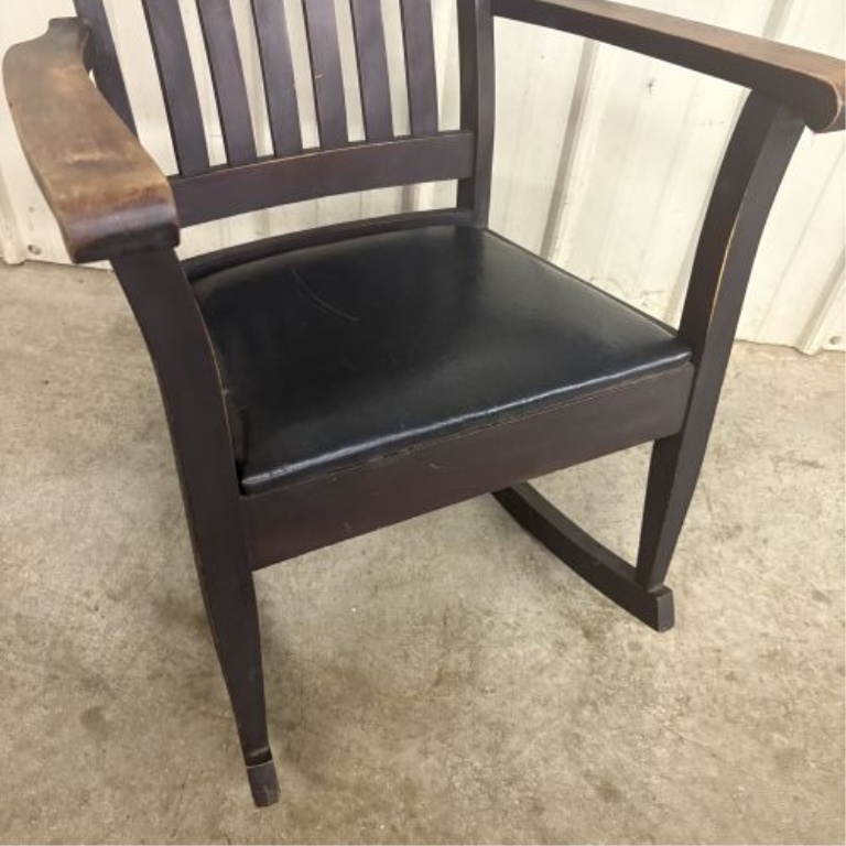 Mission Style Stained Oak Rocking Chair Attributed to Harden