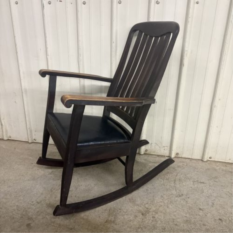 Mission Style Stained Oak Rocking Chair Attributed to Harden