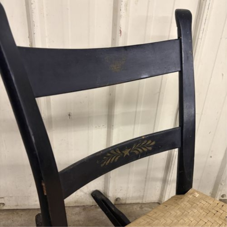 Two Antique American Armless Sewing Rockers in Hitchcock and Colonial Revival Styles