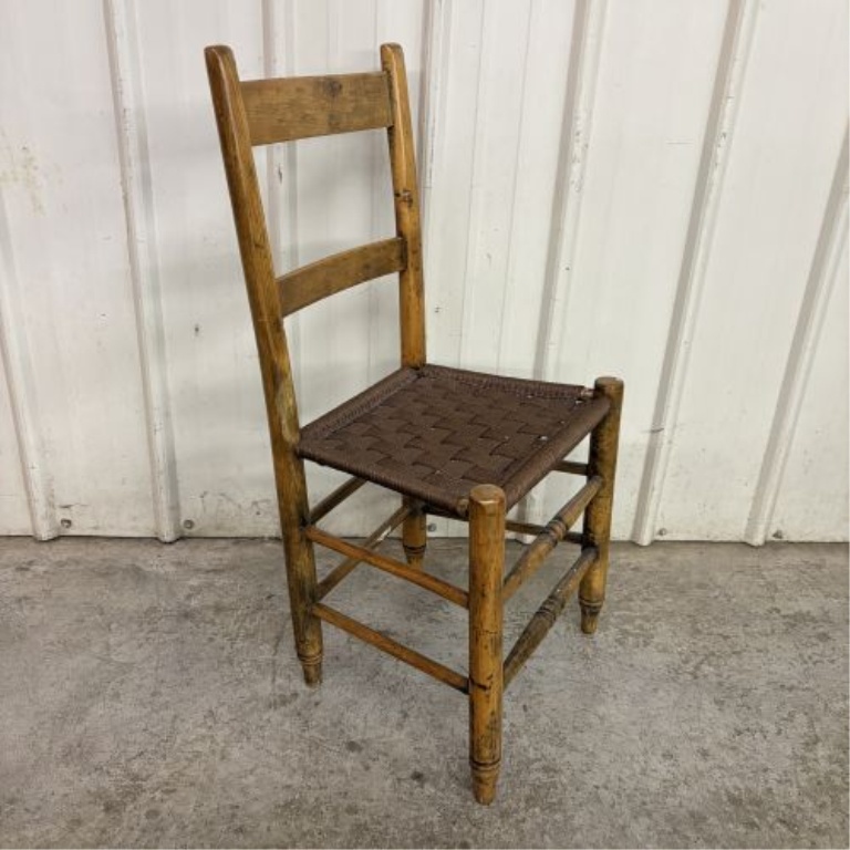American Country Style Ladder-Back Side Chair with Woven Seat