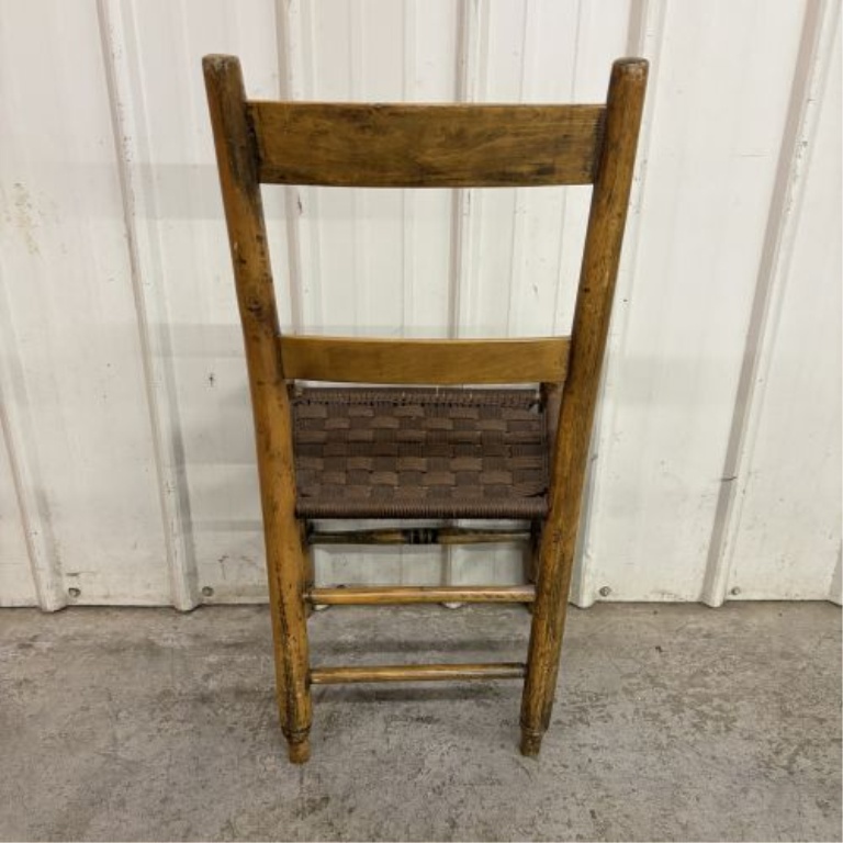 American Country Style Ladder-Back Side Chair with Woven Seat