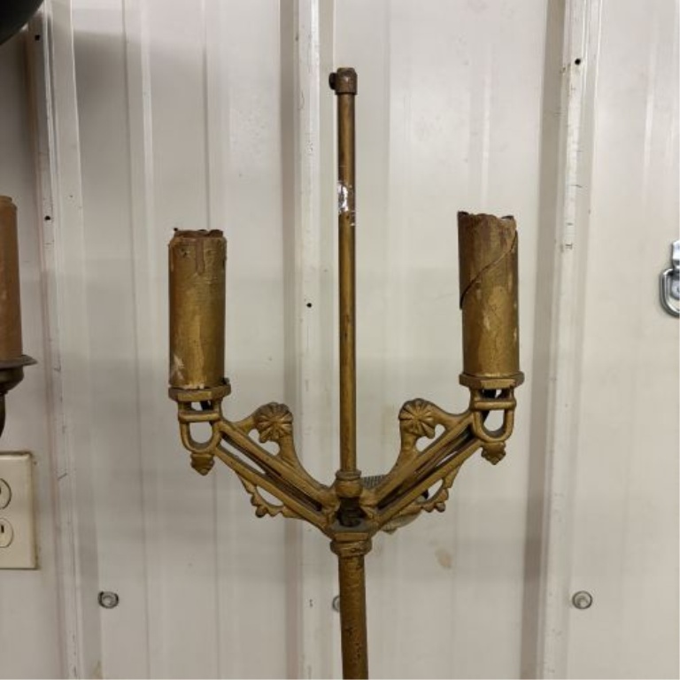 Two Vintage Cast Metal Floor Lamps in Art Deco and Candelabra Styles