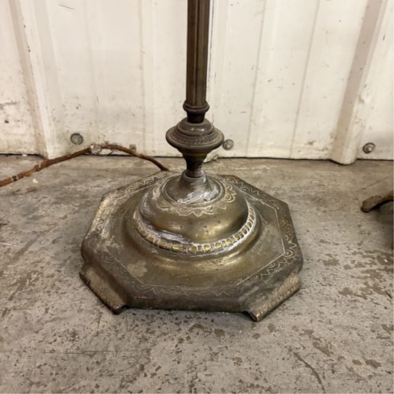 Two Vintage Cast Metal Floor Lamps in Art Deco and Candelabra Styles