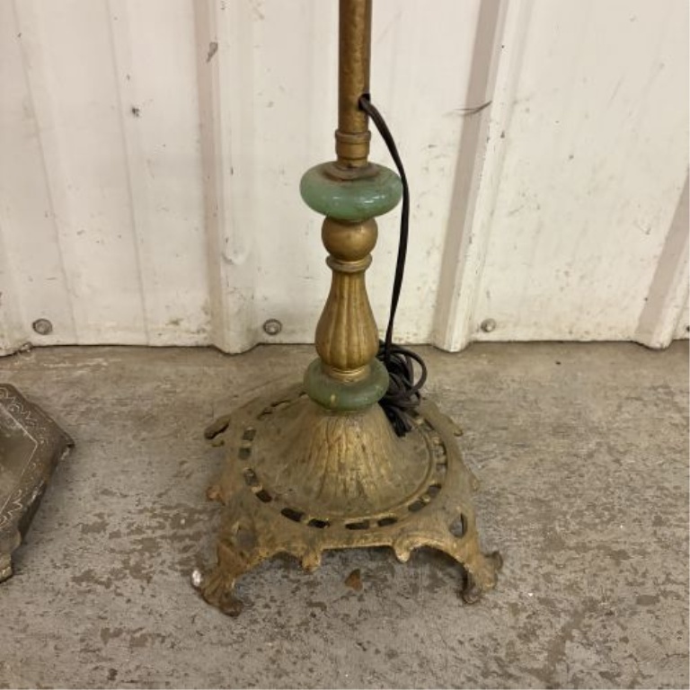 Two Vintage Cast Metal Floor Lamps in Art Deco and Candelabra Styles