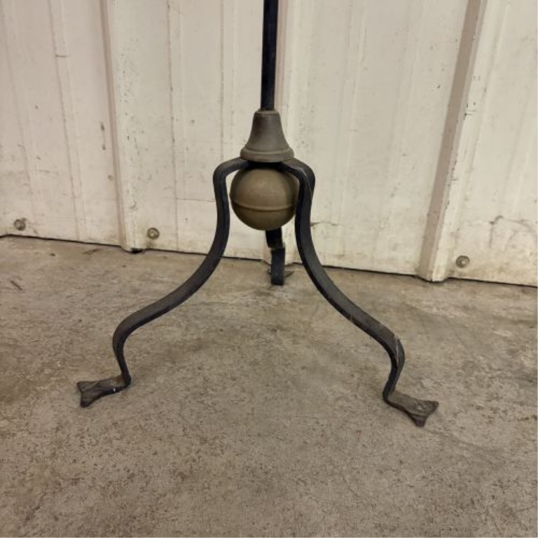 Vintage Wrought Iron Adjustable Floor Standing Candle Holder with Brass Accents