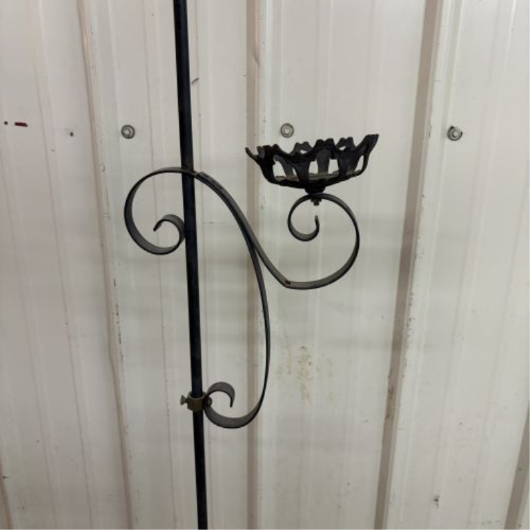 Vintage Wrought Iron Adjustable Floor Standing Candle Holder with Brass Accents