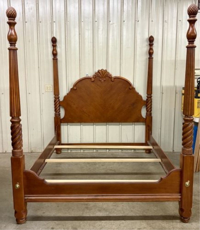 Ethan Allen British Classics Style Cherry Queen Size Four Poster Bed