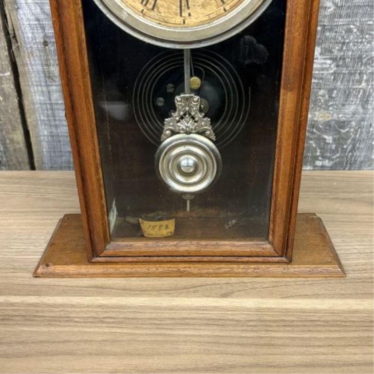 Antique Wood Chapel Style Mantel Clock Attributed to Waterbury Clock Co.