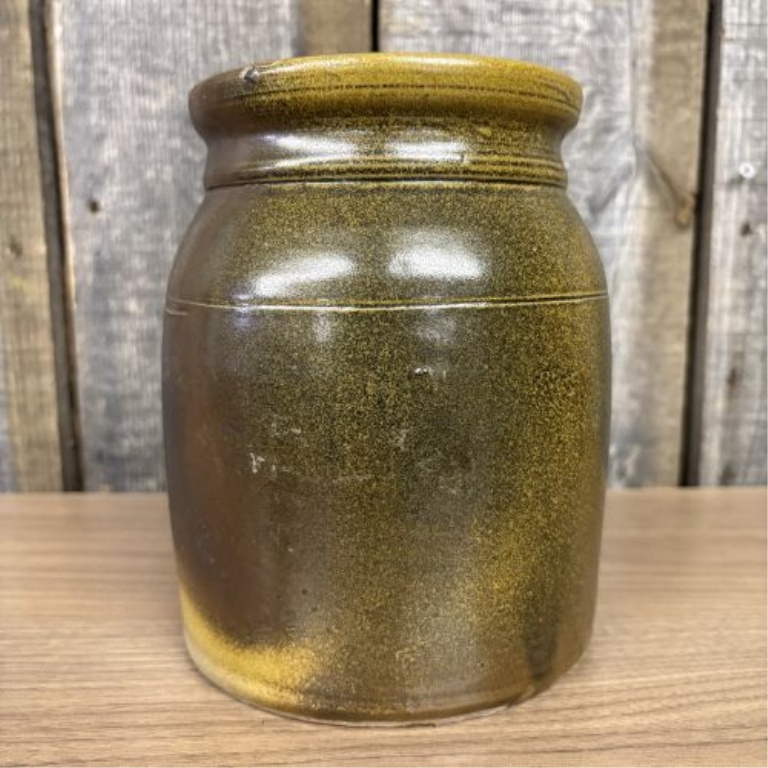 American 19th Century Salt-Glazed Stoneware Storage Jar with Lid