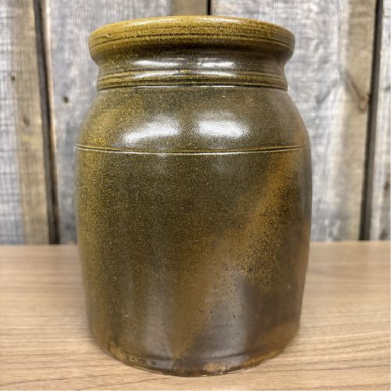 American 19th Century Salt-Glazed Stoneware Storage Jar with Lid