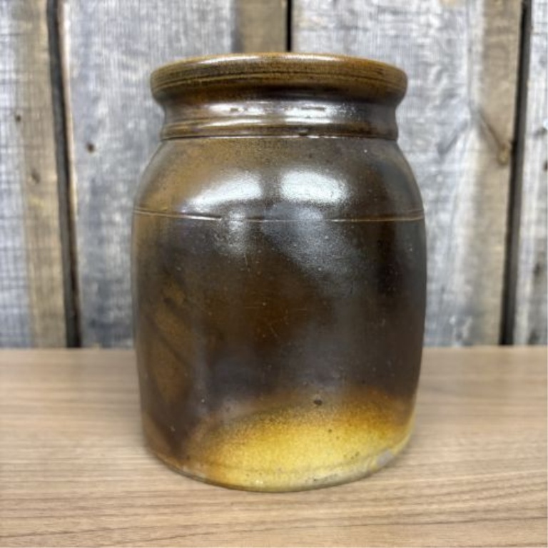 American 19th Century Salt-Glazed Stoneware Storage Jar with Lid