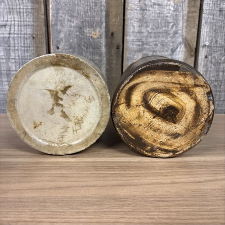 Two Antique Cylindrical Stoneware Vessels