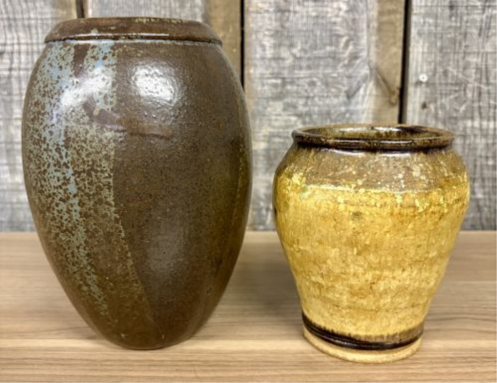 Two American Studio Pottery Stoneware Jars, one Signed Truong 1992