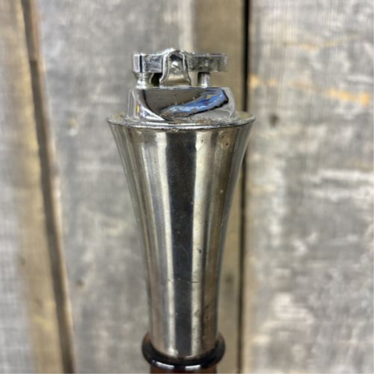 A Pair of Mid-Century Modern Amber Glass Table Lighters Including Viking Glass
