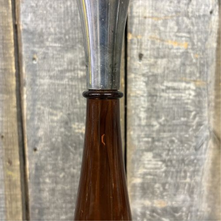 A Pair of Mid-Century Modern Amber Glass Table Lighters Including Viking Glass