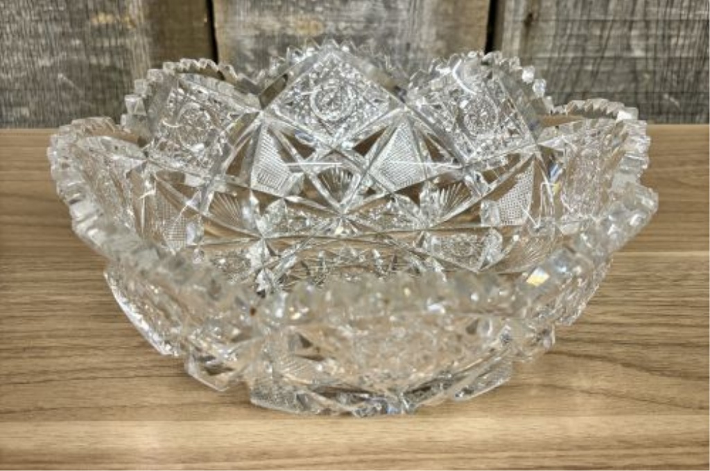 A Trio of American Brilliant Period Style Cut Glass Tablewares