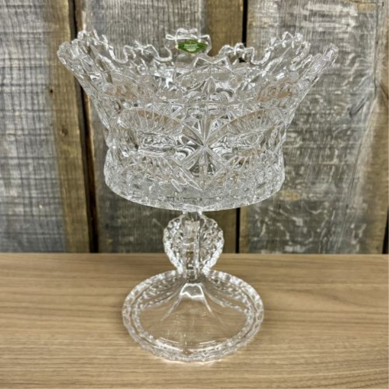 Two-Piece Shannon Crystal Pedestal Compote in the Royalty Pattern