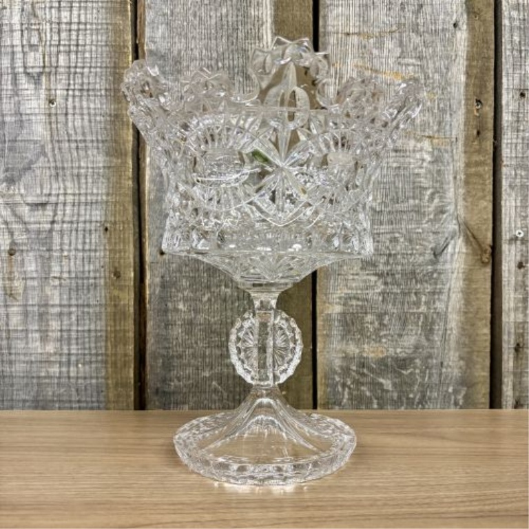 Two-Piece Shannon Crystal Pedestal Compote in the Royalty Pattern