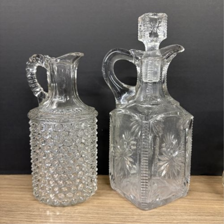 A Collection of Vintage American Pressed Glass Cruets and Miniature Bottles