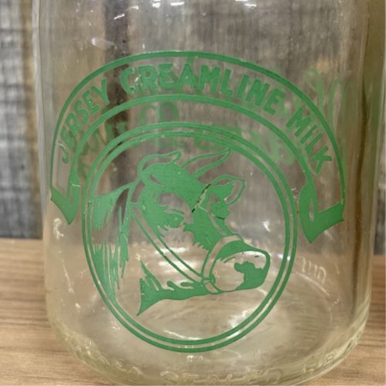 Two American Glass Bottles, Plainview Farms Dairy Milk and Duffy Malt Whiskey Company
