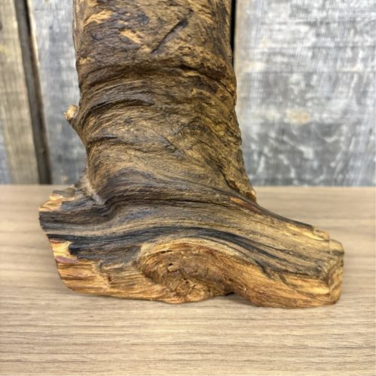 Hand-Carved Cedar Wood Root Happy Buddha Sculpture