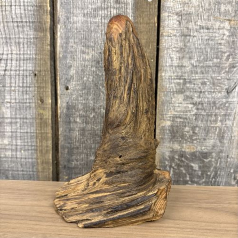 Hand-Carved Cedar Wood Root Happy Buddha Sculpture