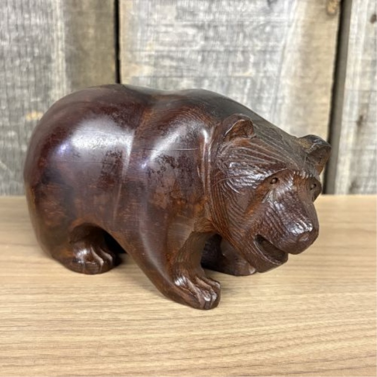 Two Hand-Carved Desert Ironwood Animal Figures, Pelican and Bear