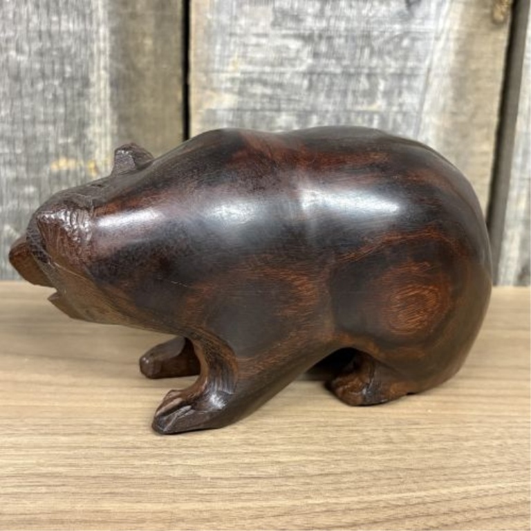 Two Hand-Carved Desert Ironwood Animal Figures, Pelican and Bear
