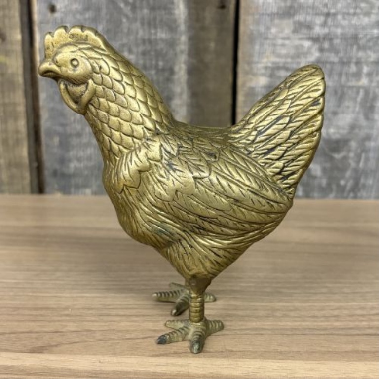 A Trio of Mid-20th Century Brass Chicken Figurines