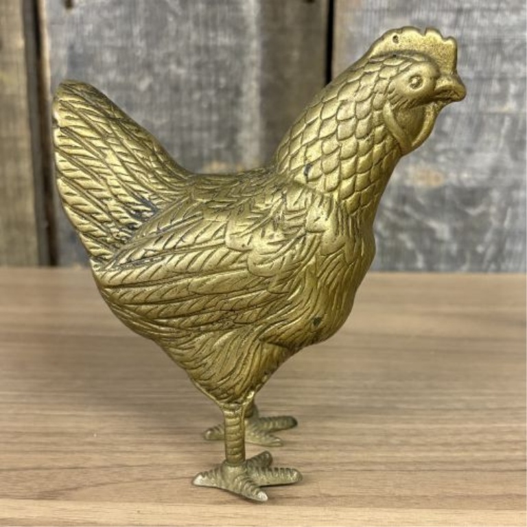 A Trio of Mid-20th Century Brass Chicken Figurines