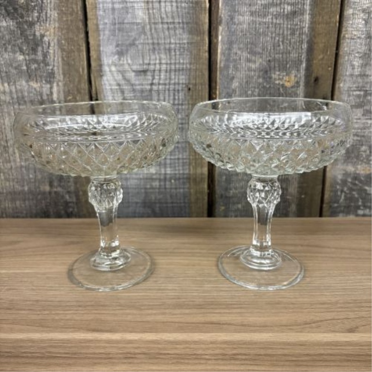 An Assortment of American Brilliant Period Style Pressed Glass and Crystal Pedestal Bowls and Candle Holders