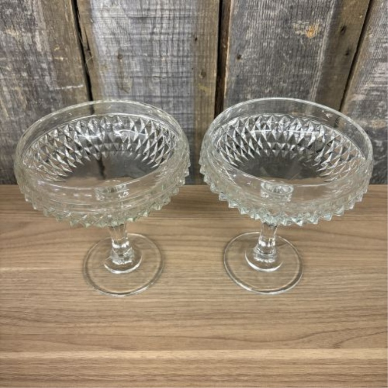 An Assortment of American Brilliant Period Style Pressed Glass and Crystal Pedestal Bowls and Candle Holders