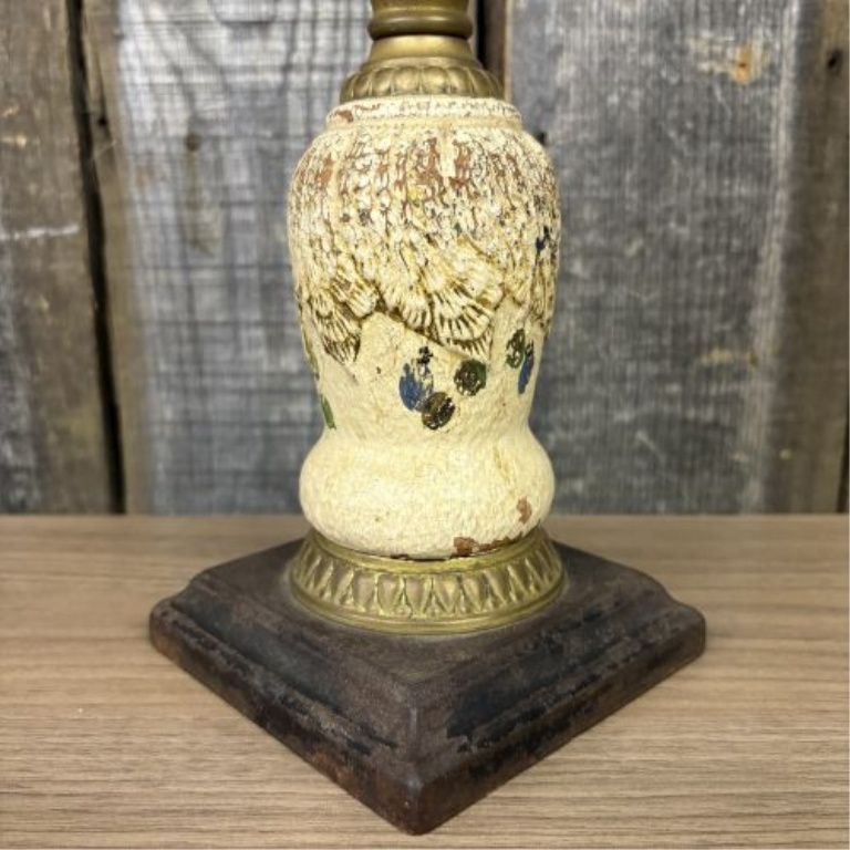 Plume and Atwood Victorian Hand Painted Ceramic and Glass Oil Lamp
